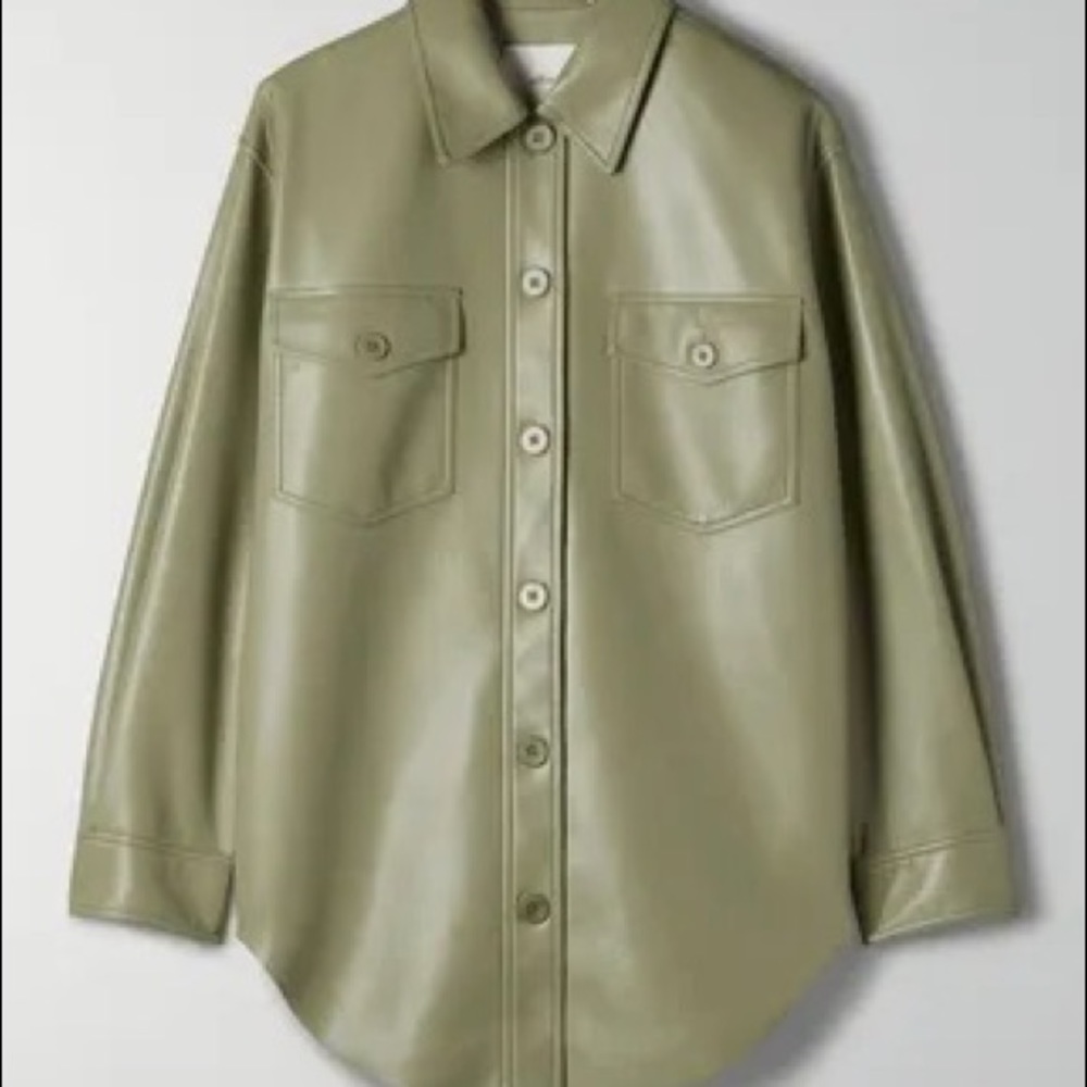 Aritzia Ganna vegan leather shacket